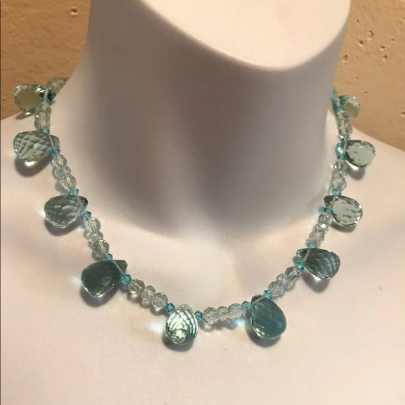 Jewelry - NWT GENUINE  AQUA  GLASS Single Strand Necklace